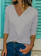 Load image into Gallery viewer, Solid Casual V-Neckline Long Sleeve Blouses TOPS.FL